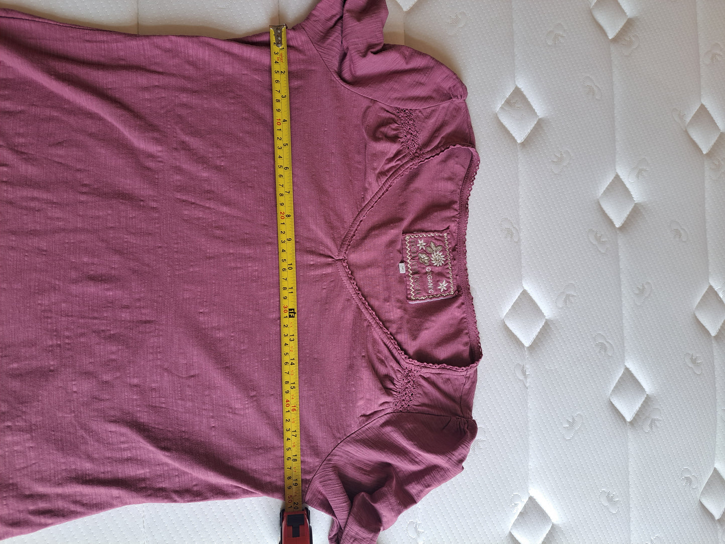 Organic Cotton Pink Peasant Blouse Size 16 Embroidered Boho Top