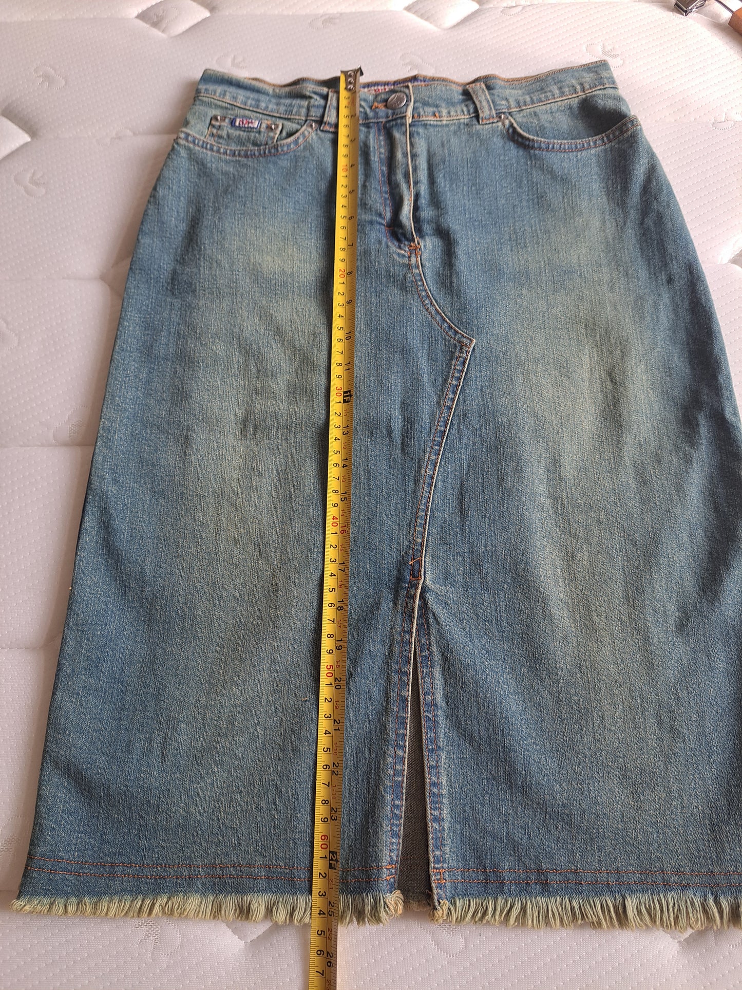 Sweep Jeans Denim Midi Skirt Made in Italy Size 32 Blue Jean Skirt