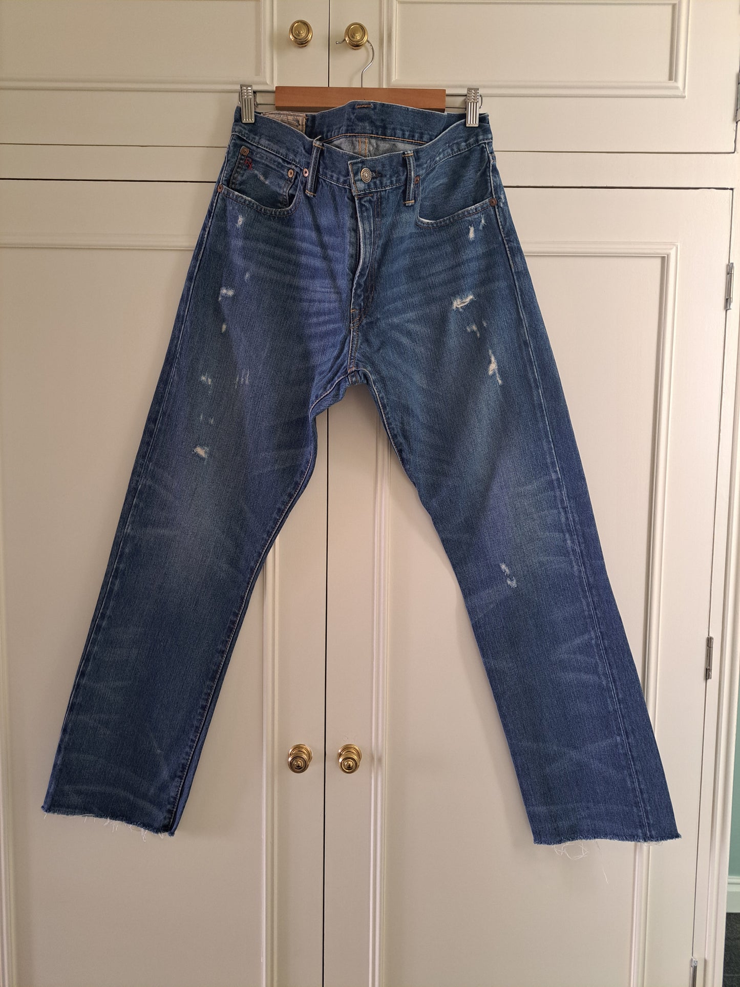 Polo Ralph Lauren Straight Leg Distressed Blue Denim Jeans W34 L32