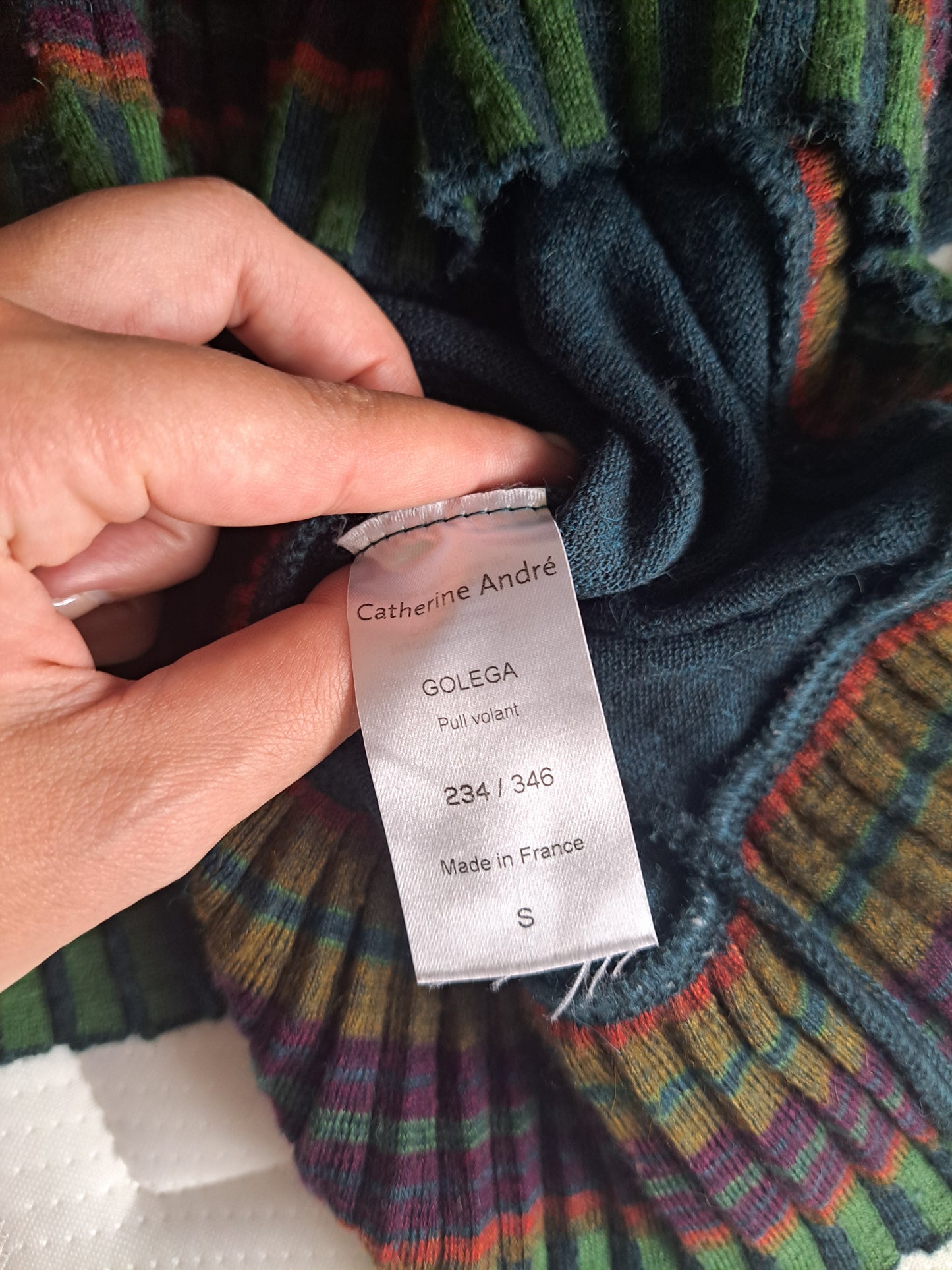 Catherine André Made in France Colour Block Jumper Size S Artistic Knit Sweater
