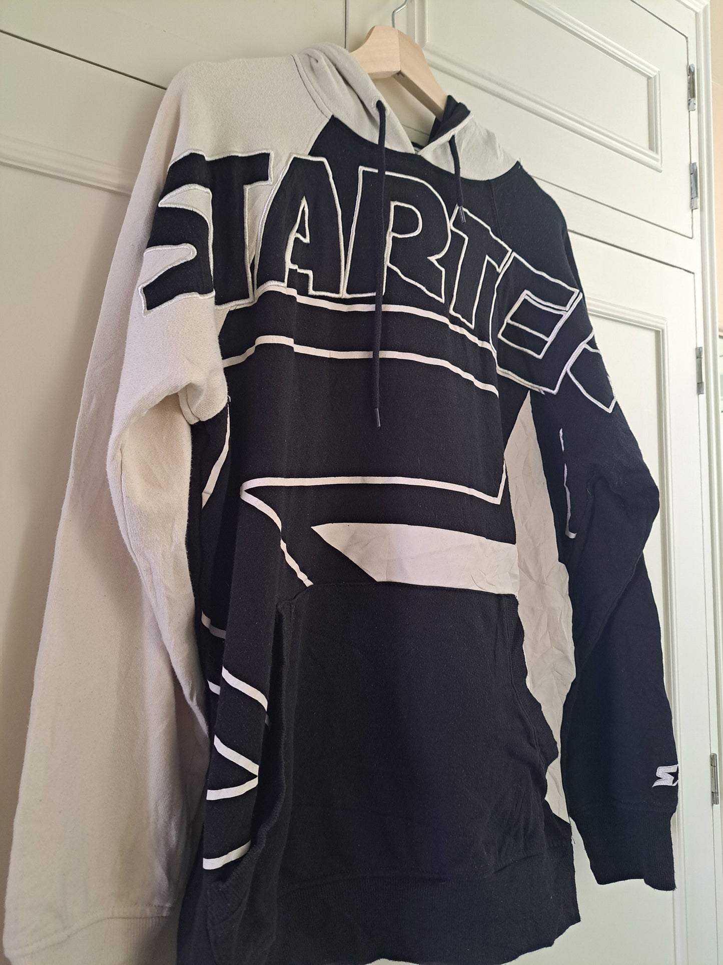 Starter Black Hoodie S Black White Oversized Streetwear Y2K Graphic Pullover