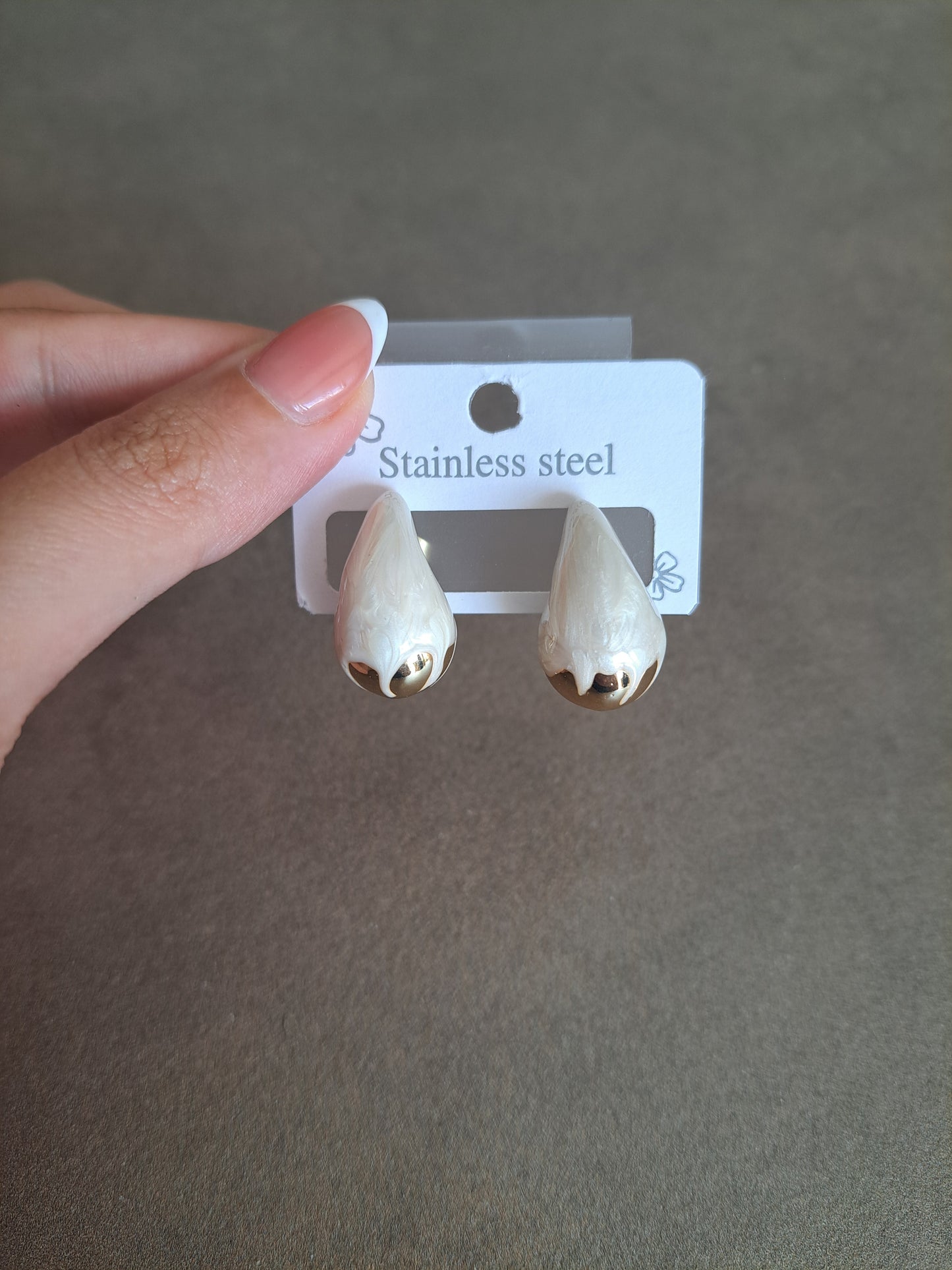 Stainless Steel White Flower Bud Stud Earrings Floral Statement Earrings