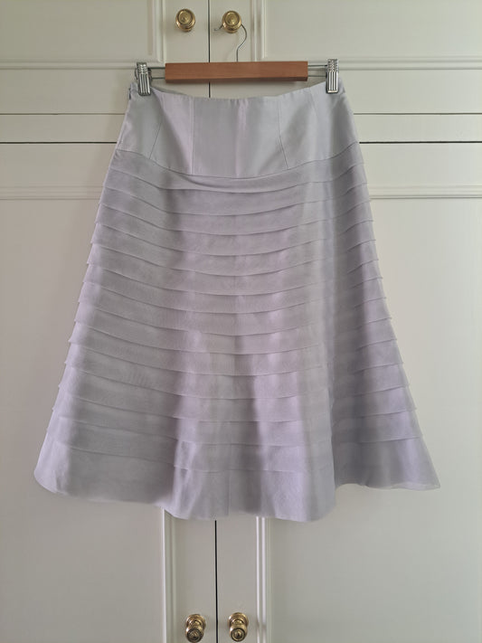 Episode Silver Grey A-Line Midi Skirt Size 14 Satin Occasion Skirt