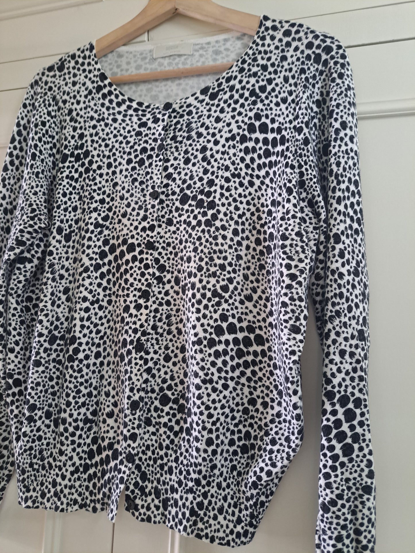 Marks & Spencer Animal Print Cardigan Size 16 Black & White Lightweight Knit