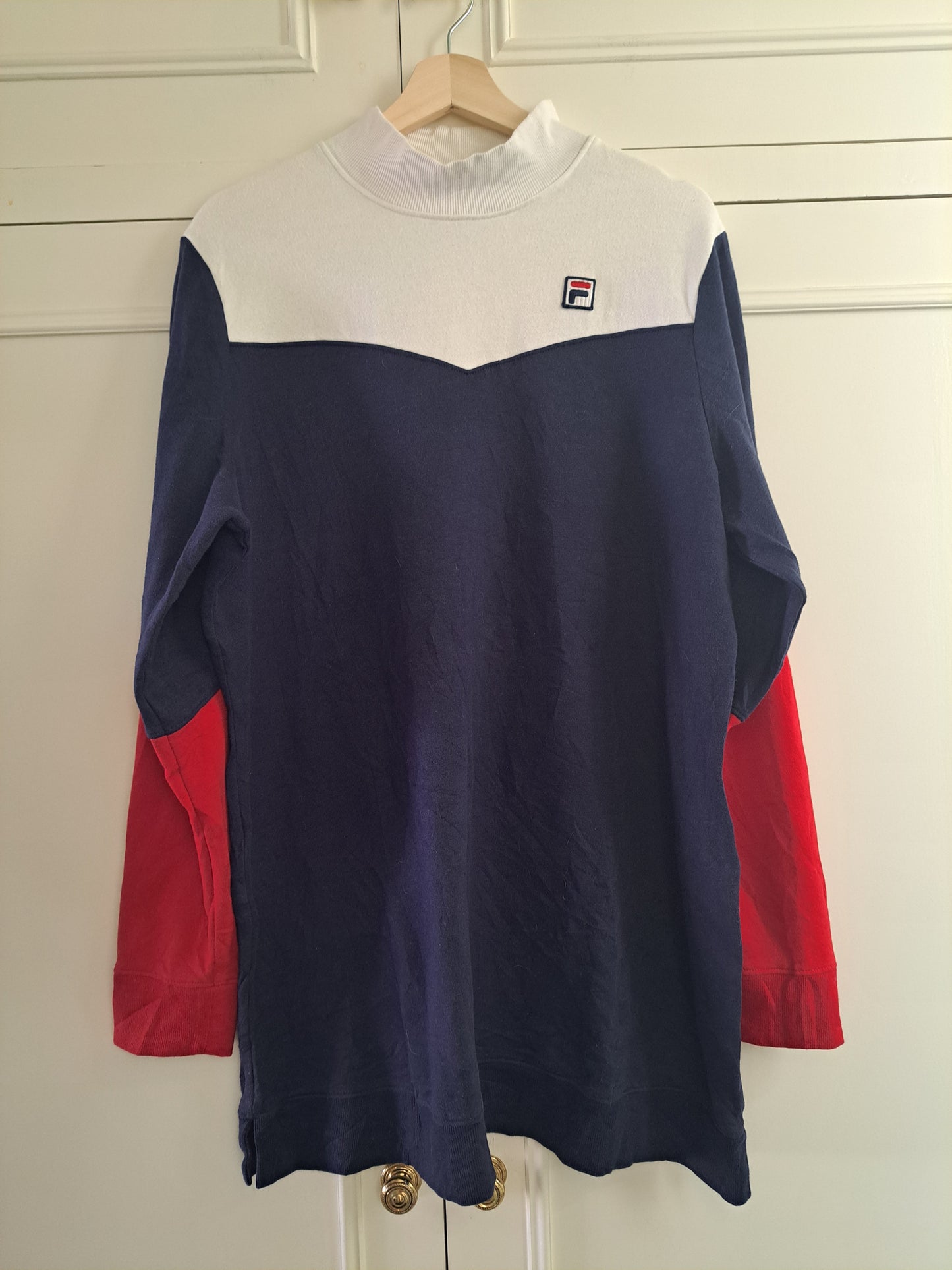 FILA Colour Block Sweatshirt XXL Navy White Red Retro Y2K Streetwear Oversized