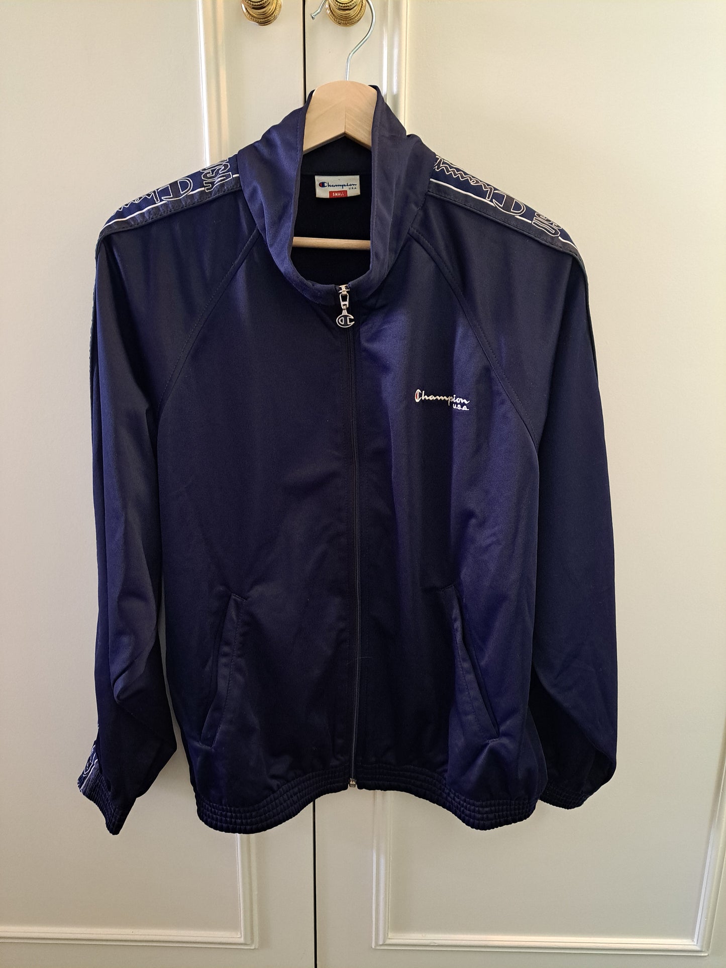 Champion Navy Track Jacket Small Zip Up Sports Jacket Y2K Athleisure