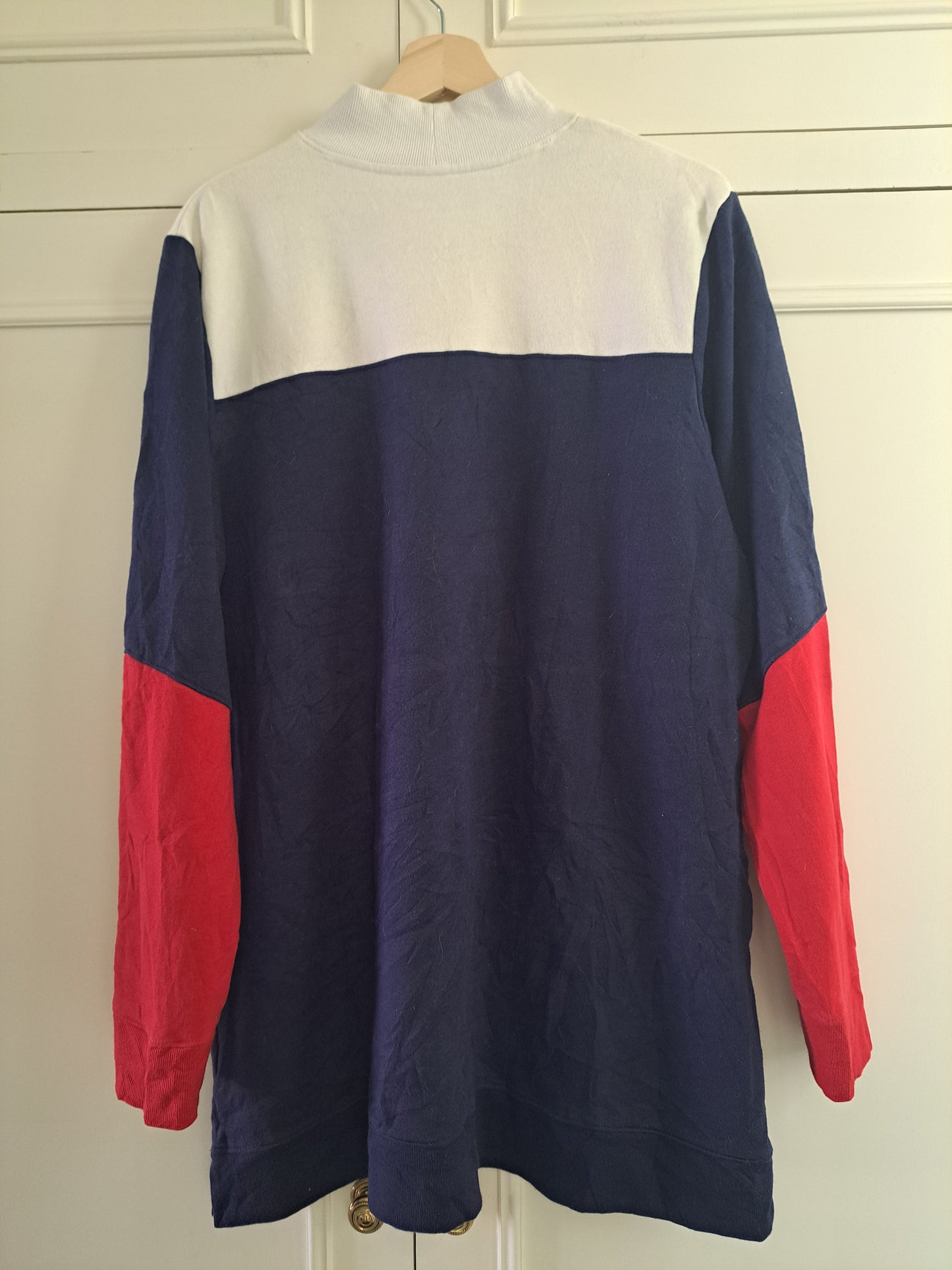 FILA Colour Block Sweatshirt XXL Navy White Red Retro Y2K Streetwear Oversized