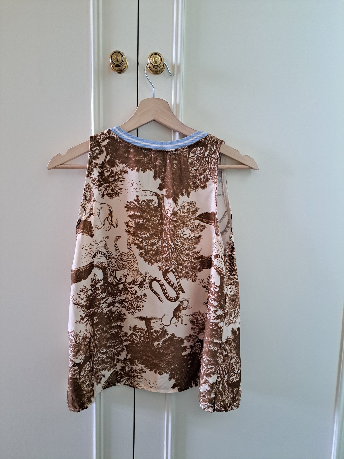 Collision Milano Toile Print Sleeveless Top Brown Scenic Graphic Tank Top