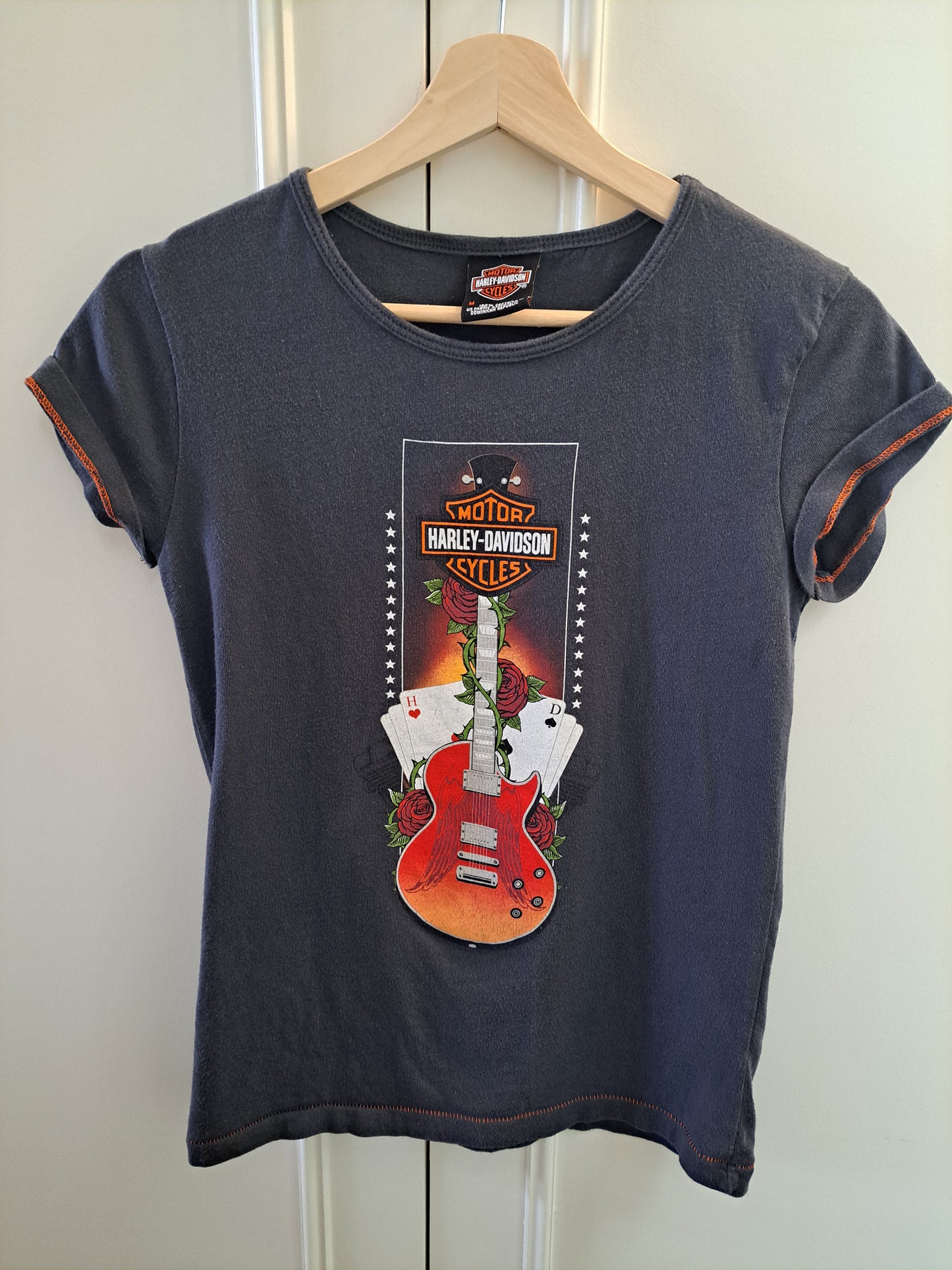 Harley-Davidson Graphic T Shirt Grey Biker Rock Style Women’s Size M 100% Cotton