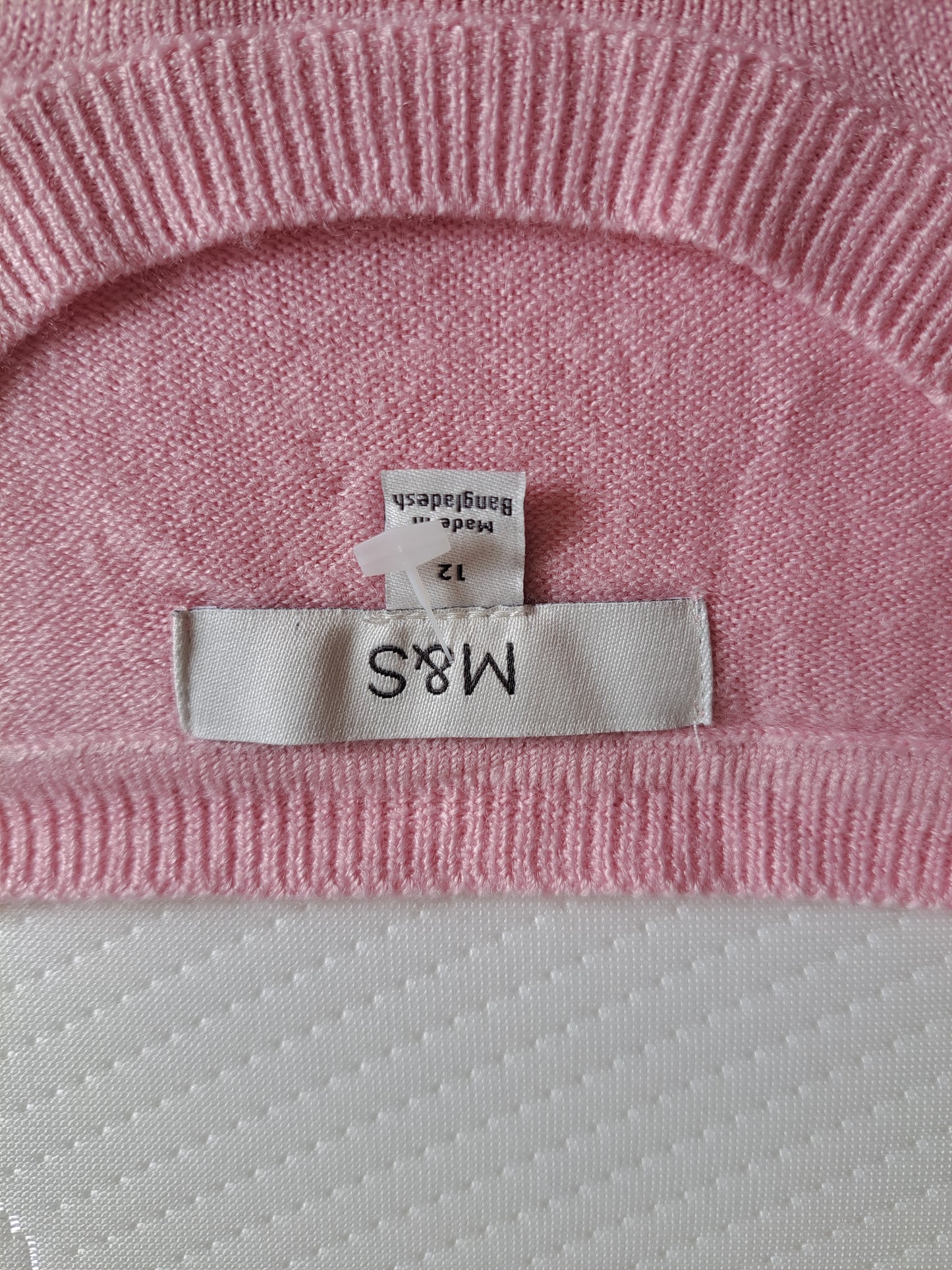 M&S Pink Crew Neck Jumper Size 12 Lightweight Knit Soft Touch Sweater