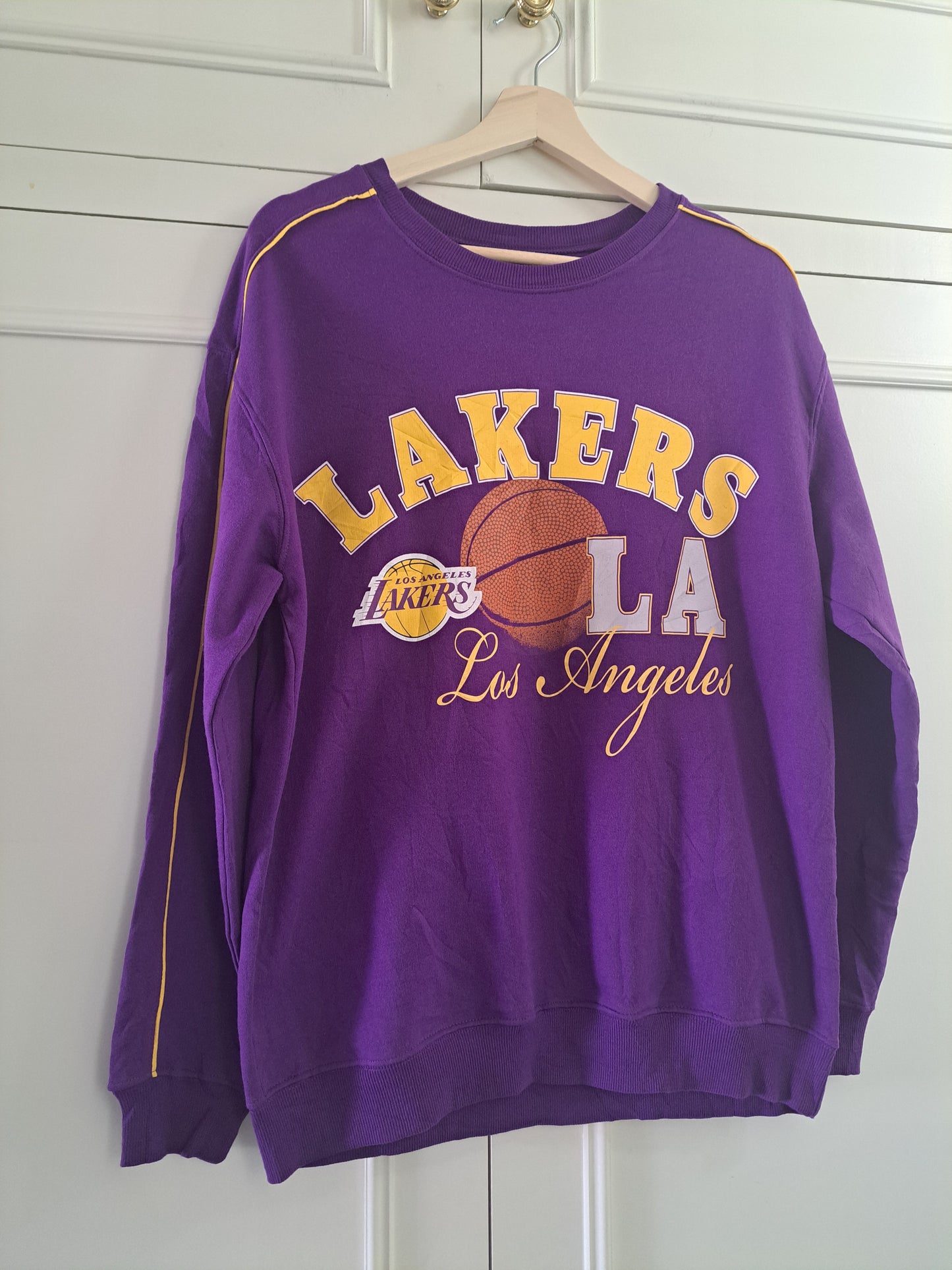 NBA Los Angeles Lakers Purple Sweatshirt M Basketball Oversized Streetwear Y2K
