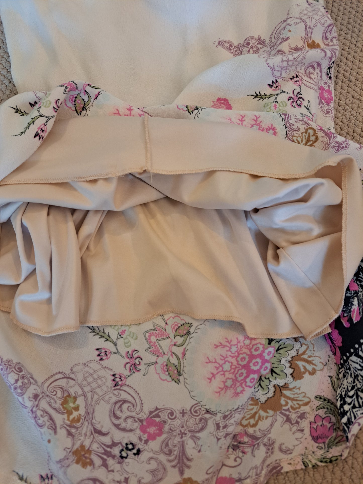 Floral Wrap Midi Skirt Size 42 White Pink Boho Summer Skirt