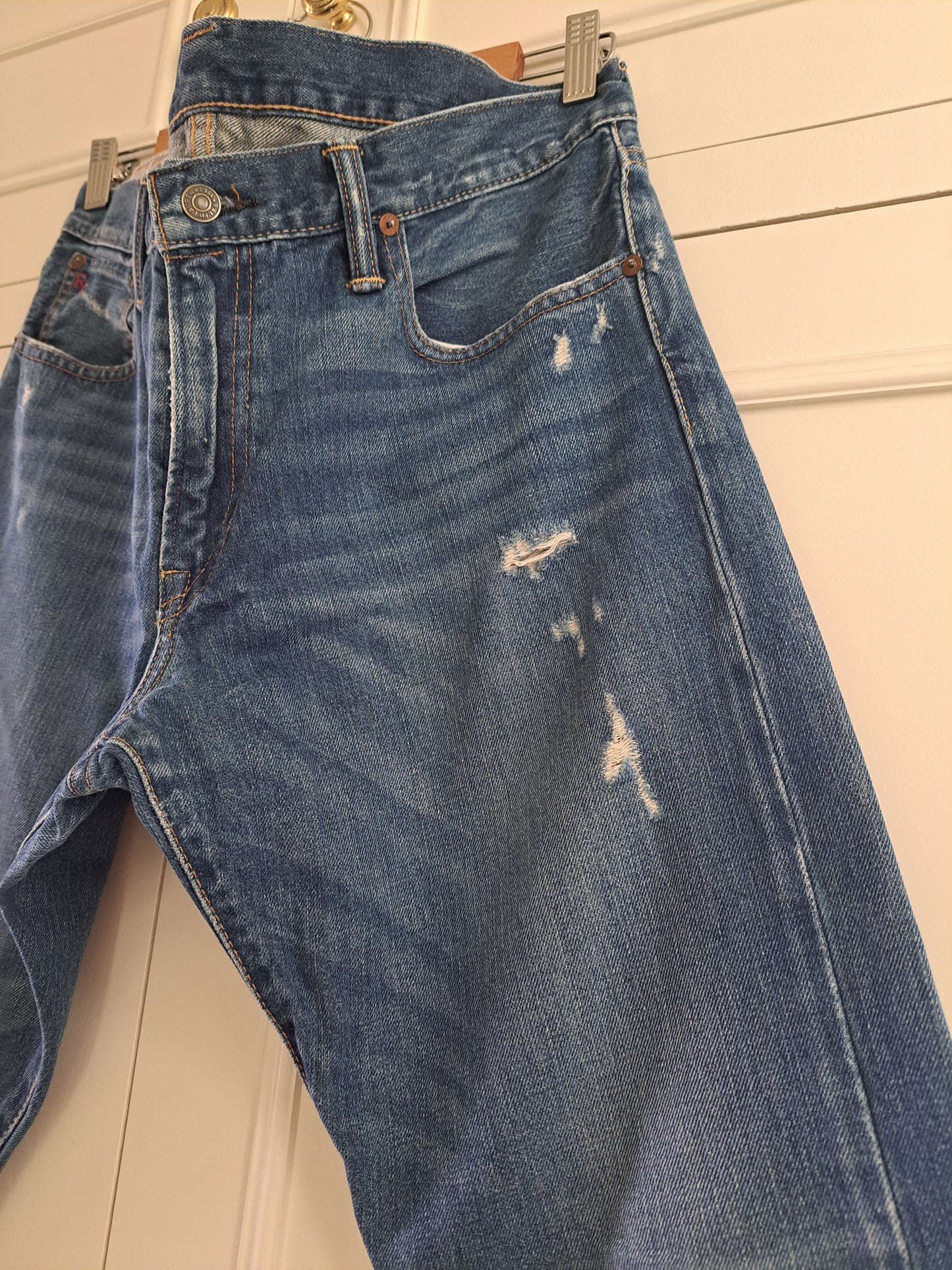 Polo Ralph Lauren Straight Leg Distressed Blue Denim Jeans W34 L32