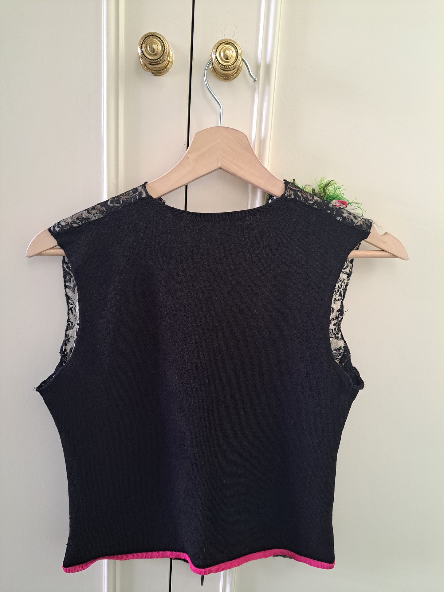 Exot Chic Embellished Zip Waistcoat UK 8 Boho Festival Gothic Vest Top