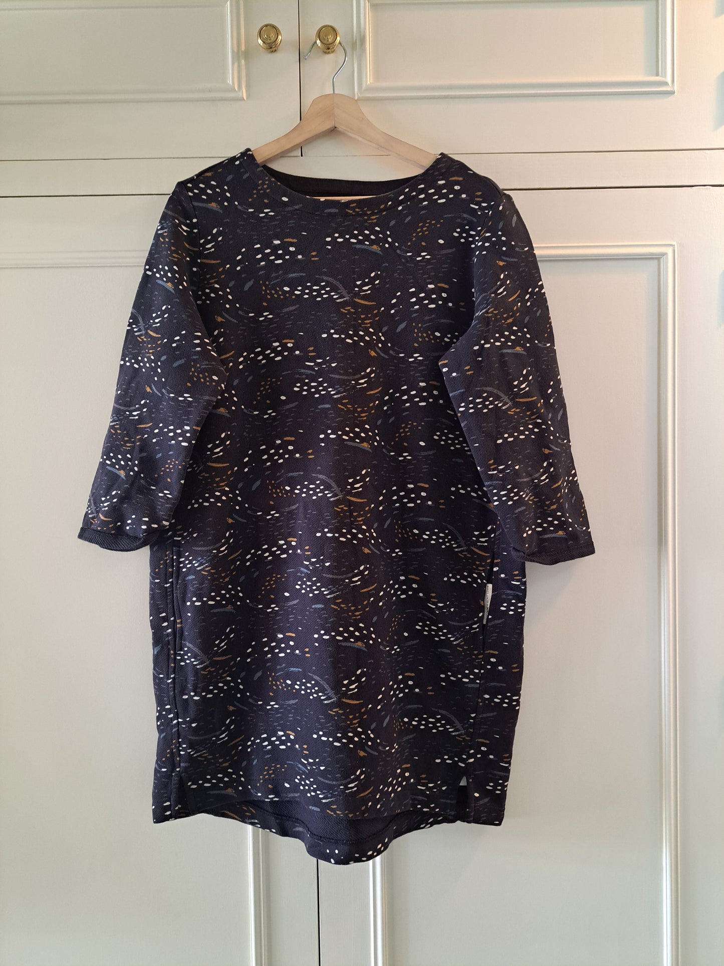 Seasalt Cornwall Navy Tunic Dress UK 12 100% Cotton Printed Shift Dres
