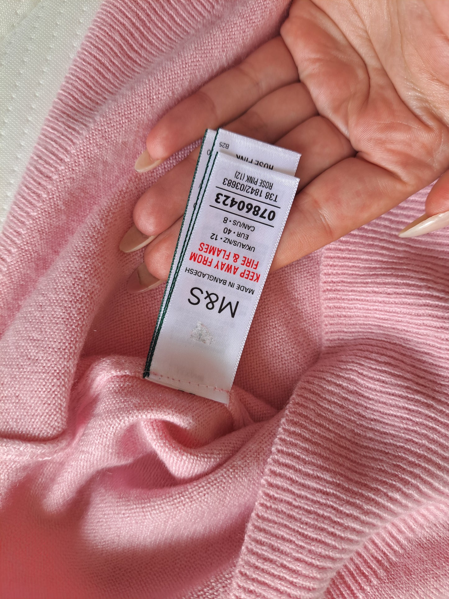M&S Pink Crew Neck Jumper Size 12 Lightweight Knit Soft Touch Sweater