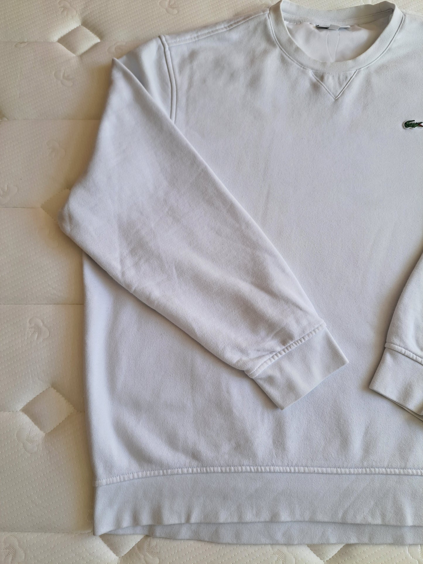 Lacoste Sport White Sweatshirt Crew Neck Logo Casual Tennis Minimalist Unisex
