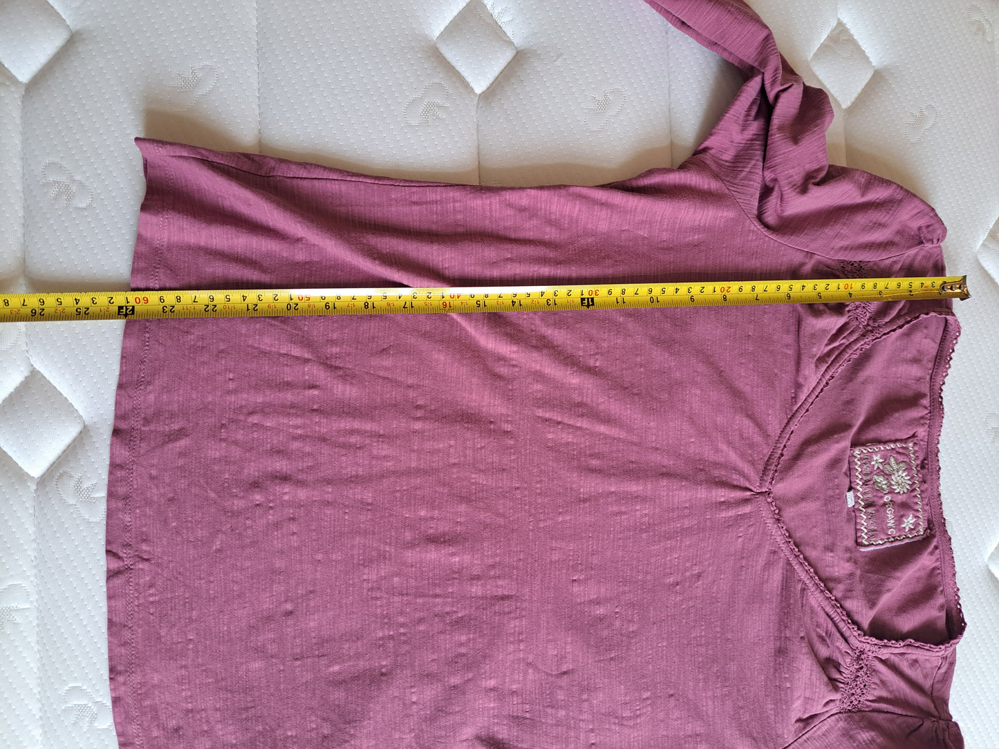 Organic Cotton Pink Peasant Blouse Size 16 Embroidered Boho Top