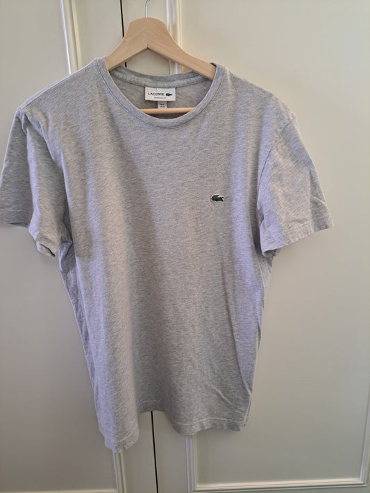 Lacoste Grey T Shirt Classic Logo Cotton Tee Size Medium
