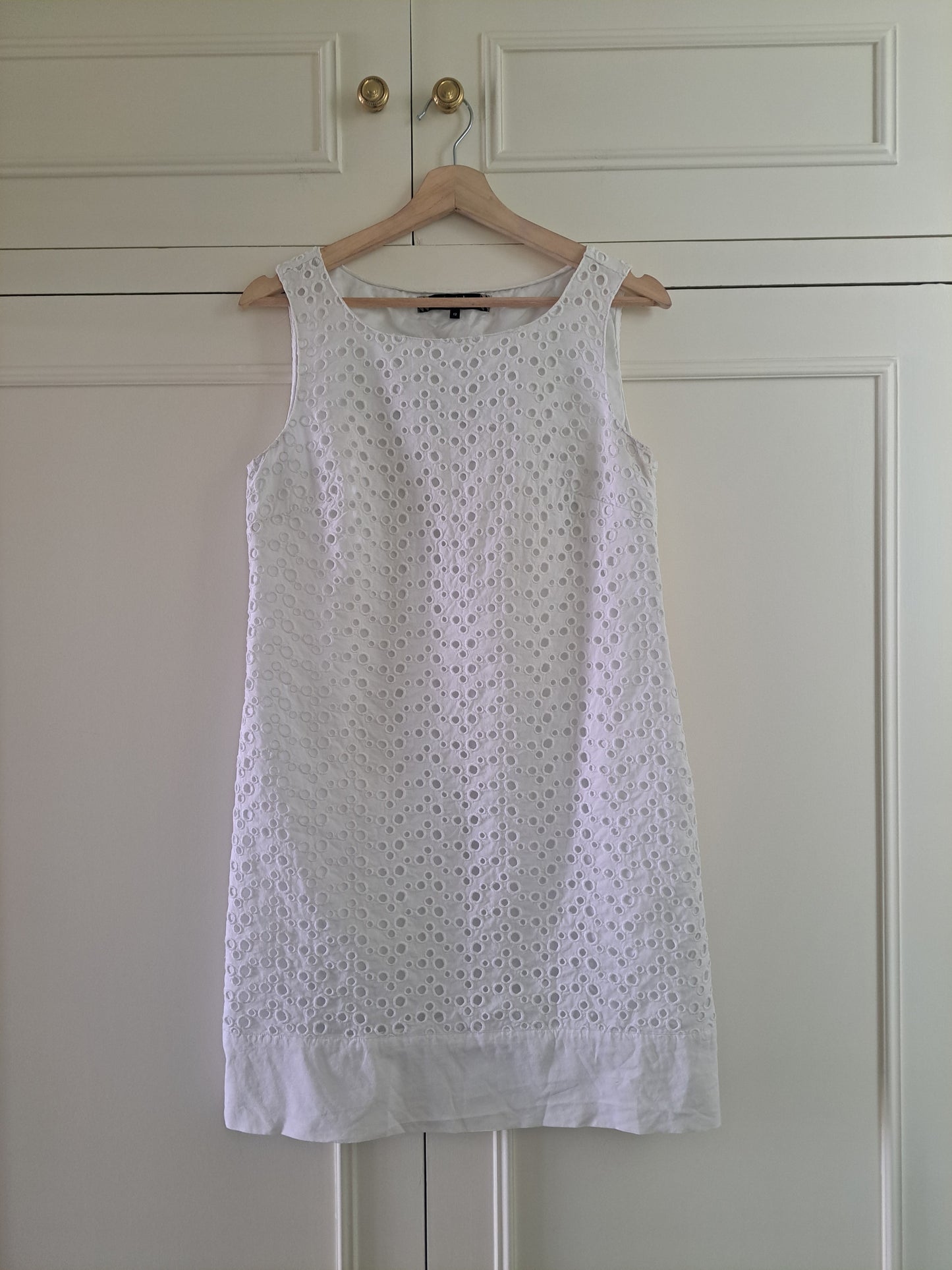 Principles White Broderie Anglaise Dress Size 12 Cotton Summer Dress EU 40