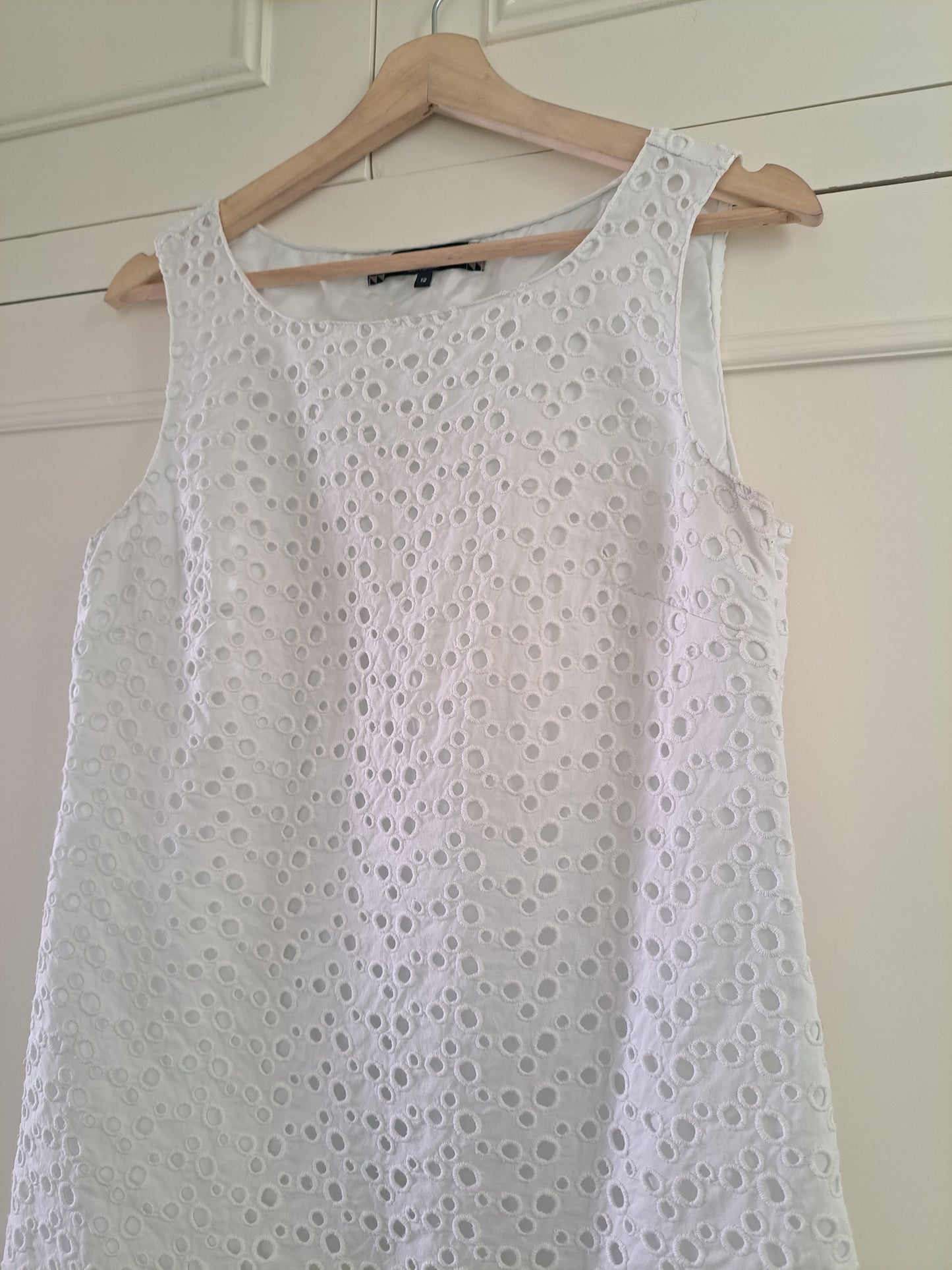 Principles White Broderie Anglaise Dress Size 12 Cotton Summer Dress EU 40