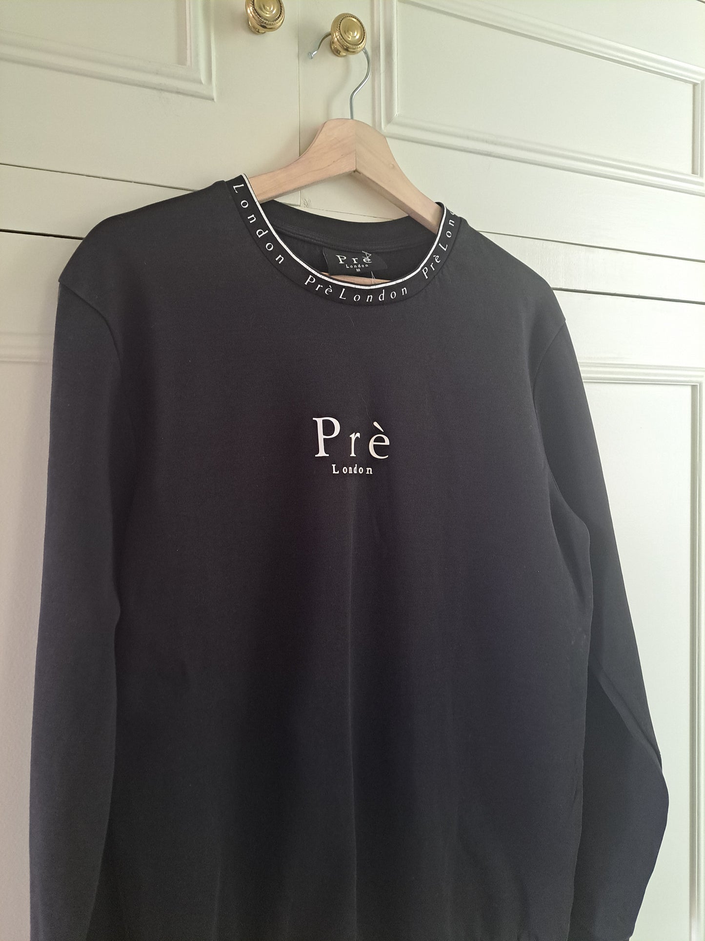 Pré London Black Sweatshirt Size M Cotton Blend Minimalist Logo Jumper