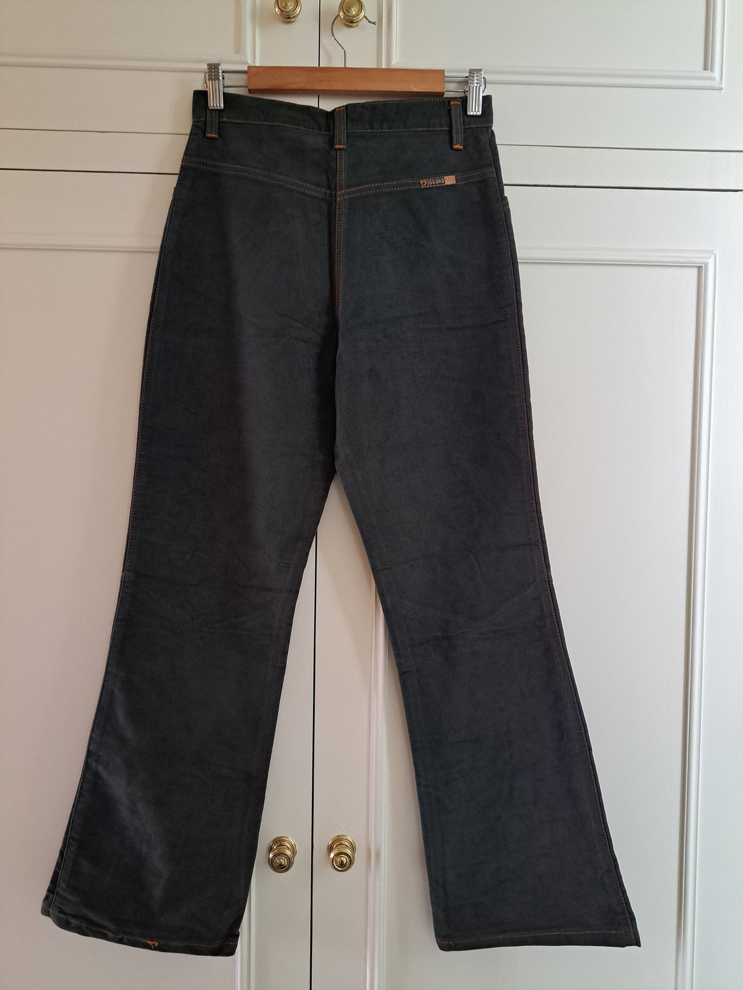 Y2K Green Embroidered Flared Trousers Made in Italy Boho Festival Pants