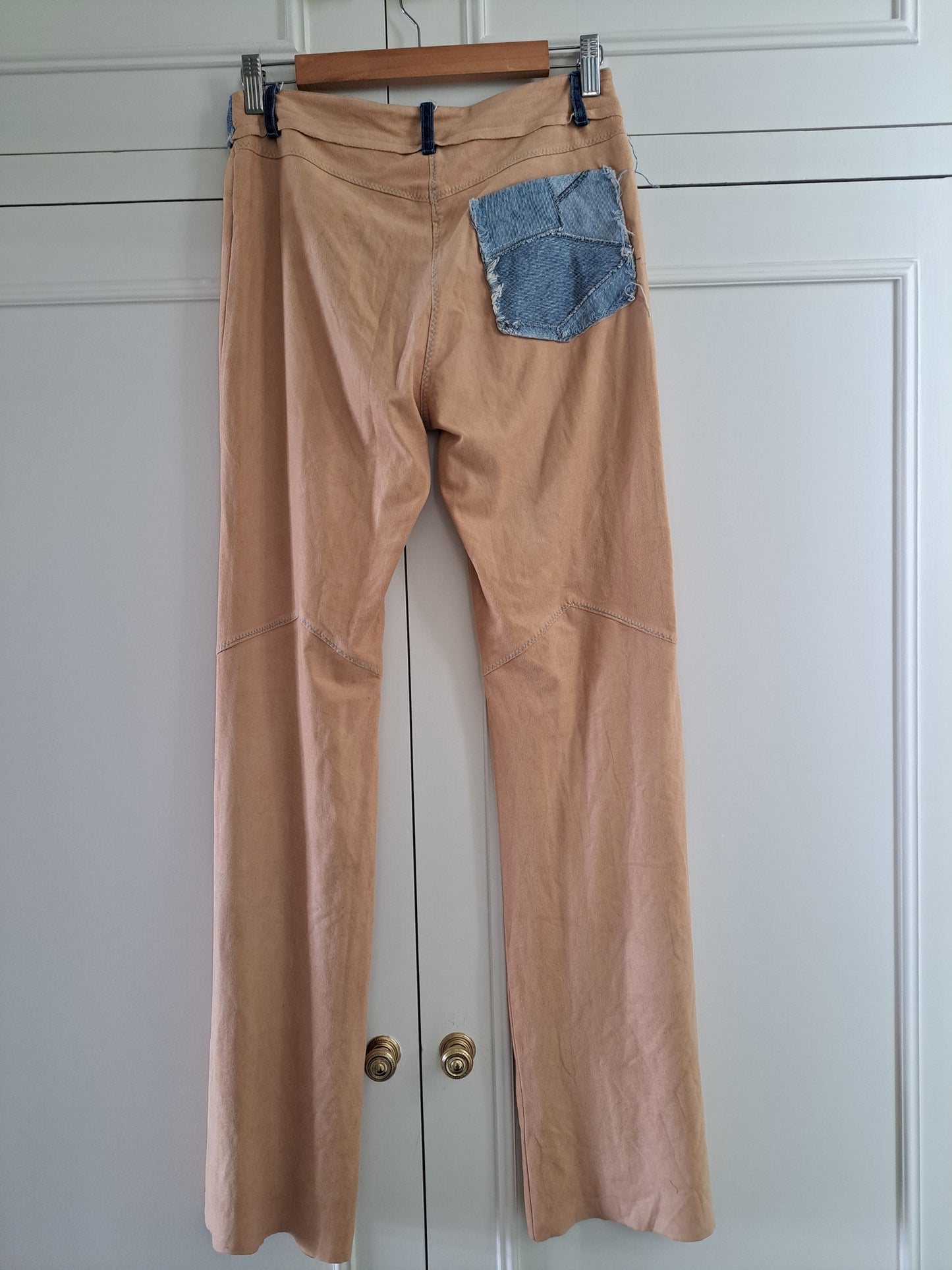 Nemo Made in Italy Flared Trousers Beige Stretch Boho Festival Pants