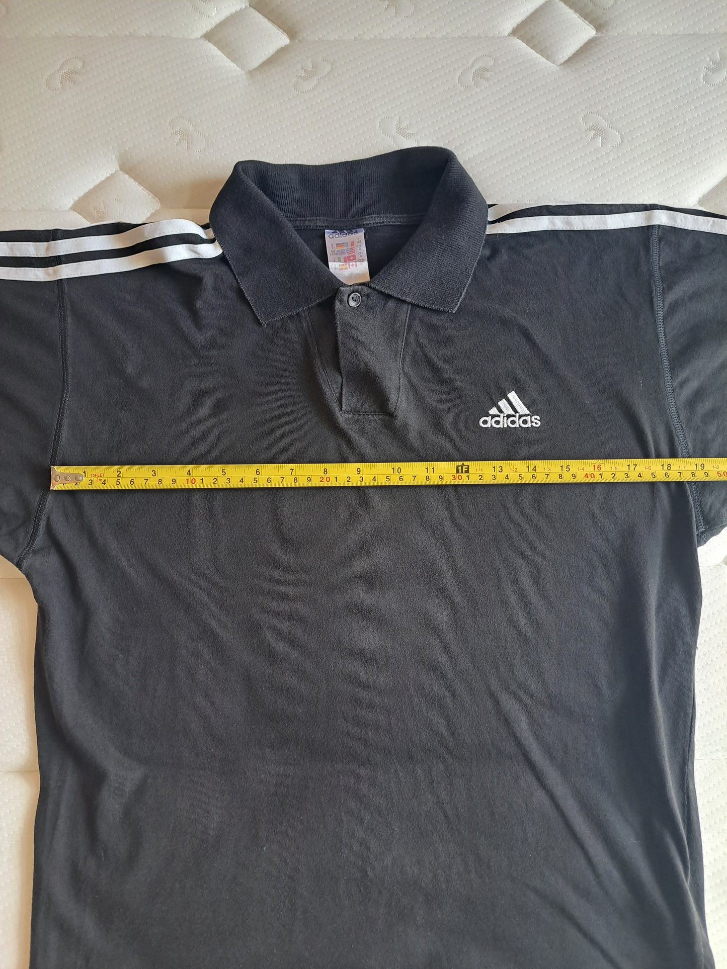 Adidas Polo Shirt Black 3 Stripe Cotton Polo Made in Italy Size XL