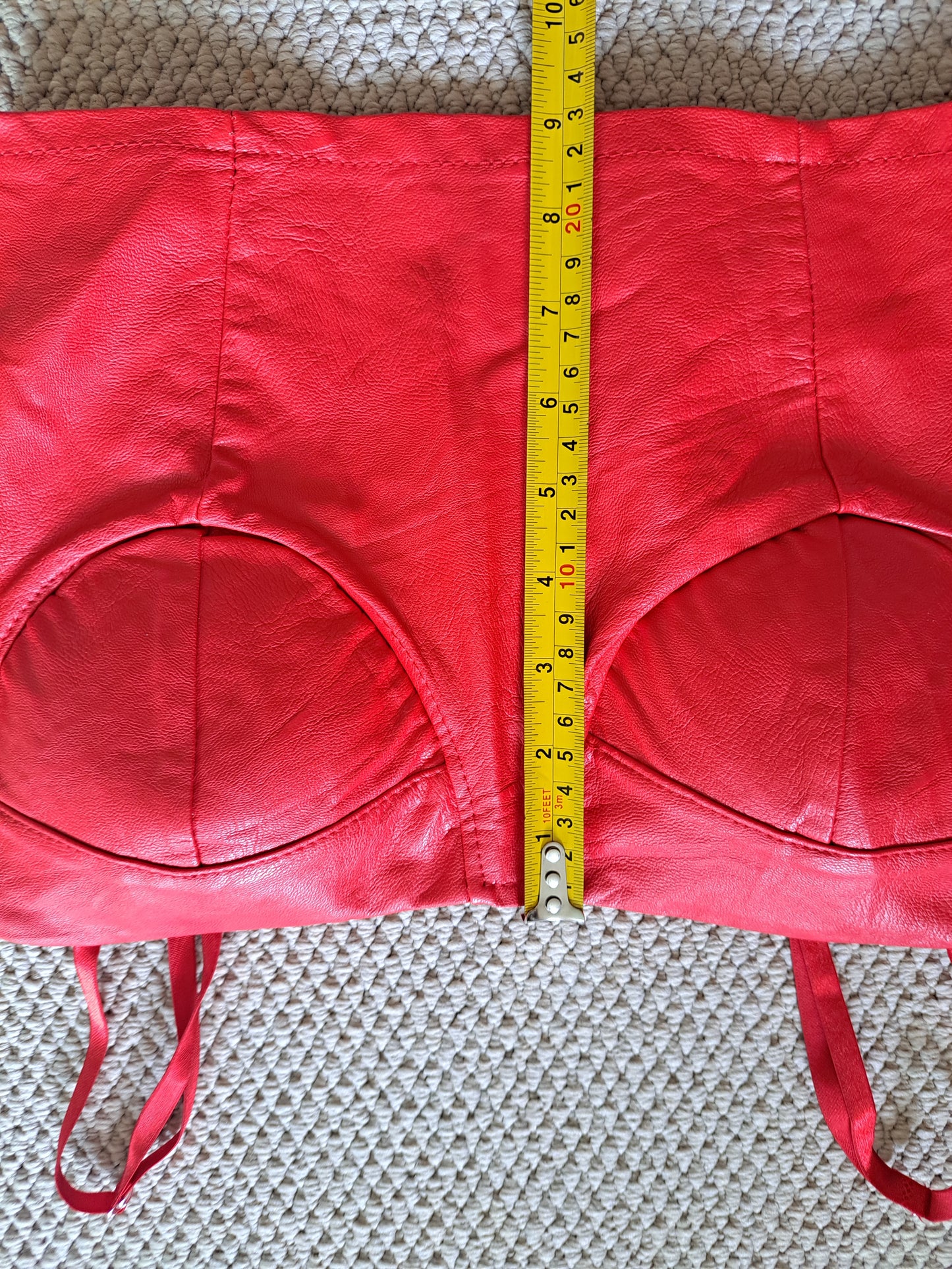 Red Faux Leather Corset Crop Top  Bustier Cami Y2K Going Out Top