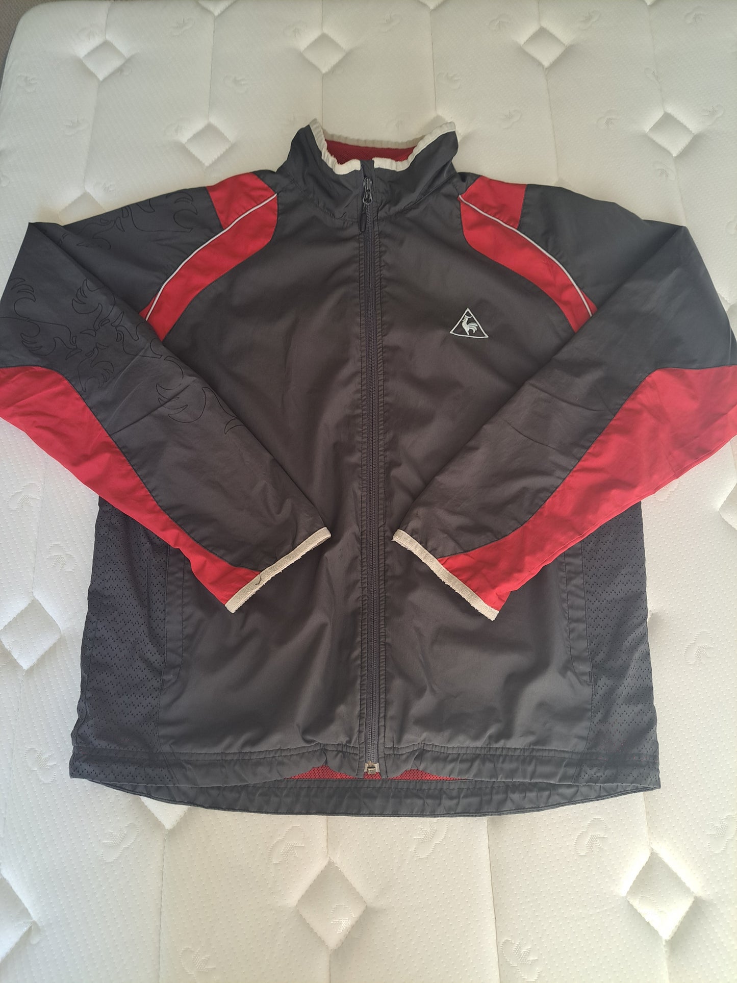 Le Coq Sportif Dark Grey/Washed Black Red Windbreaker Jacket Size L
