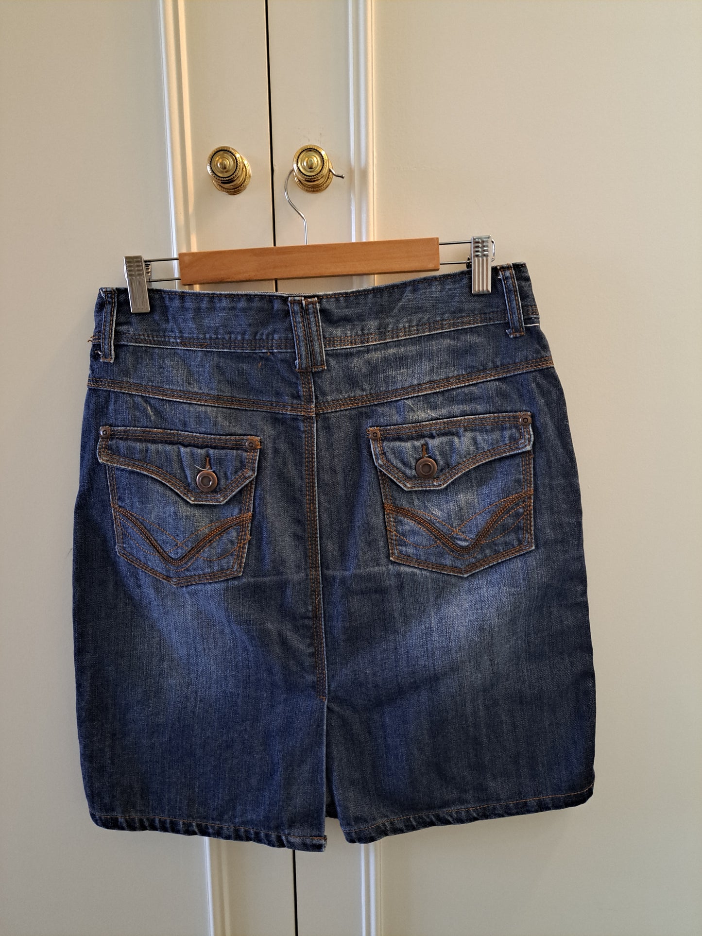 Colours of the World Denim Midi Skirt Size 38 Blue Denim Pencil Skirt Y2K