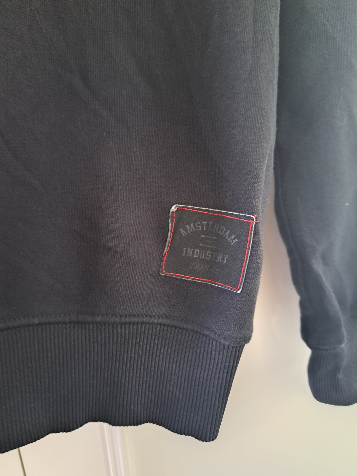 Amsterdam Industry Black Sweatshirt S Embroidered Logo Y2K Streetwear