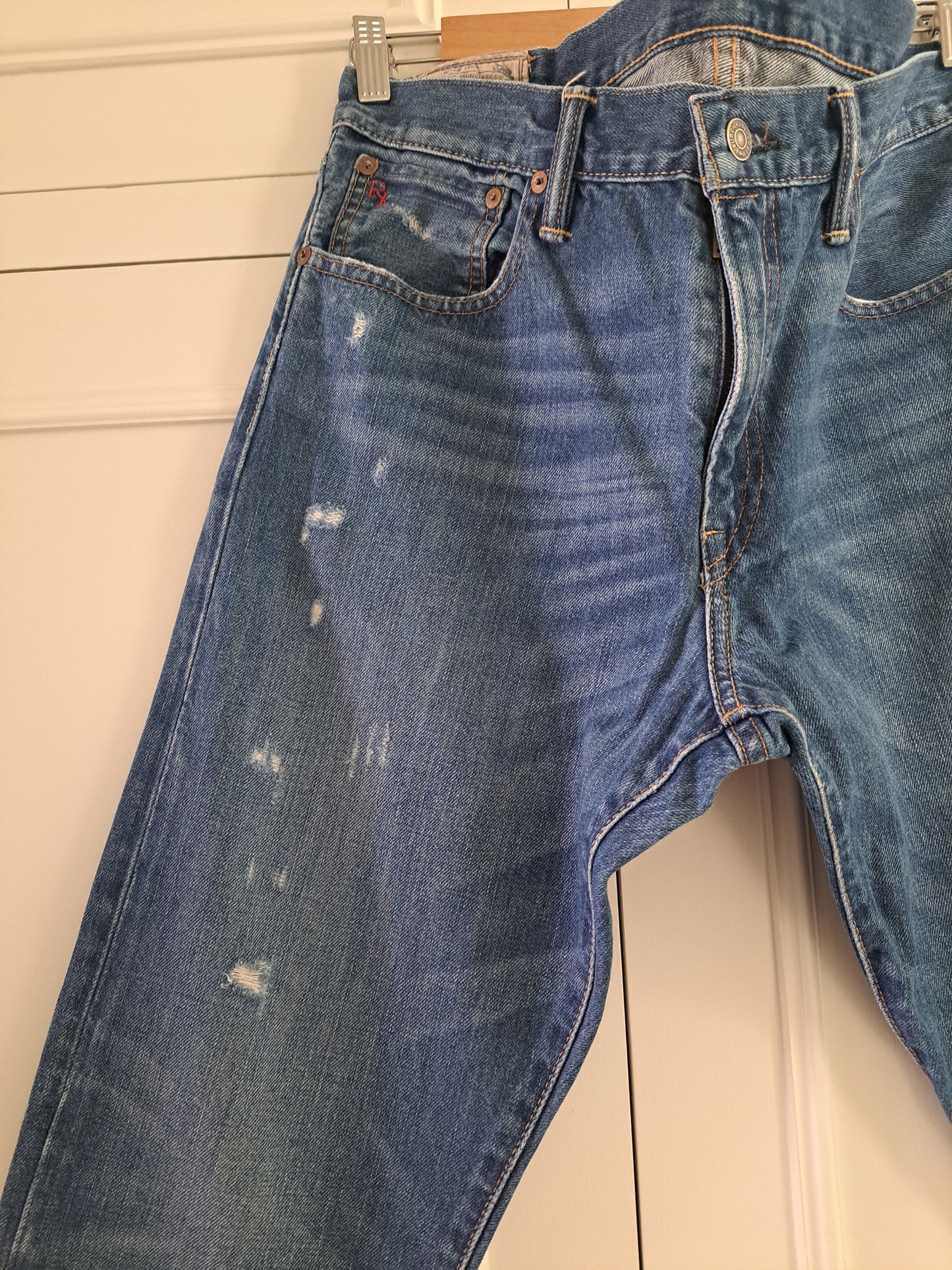 Polo Ralph Lauren Straight Leg Distressed Blue Denim Jeans W34 L32