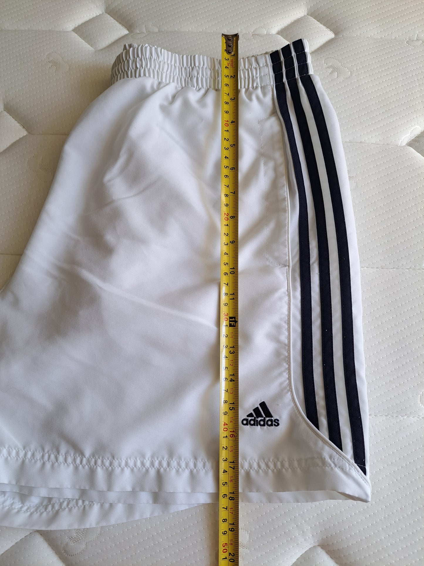 Adidas White Tennis Shorts Y2K Sports Gym Shorts White Black Stripe