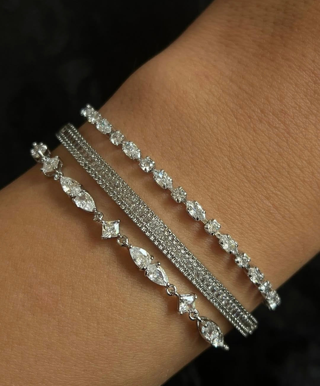 Luxe Marquise Zirconia Silver Bracelet