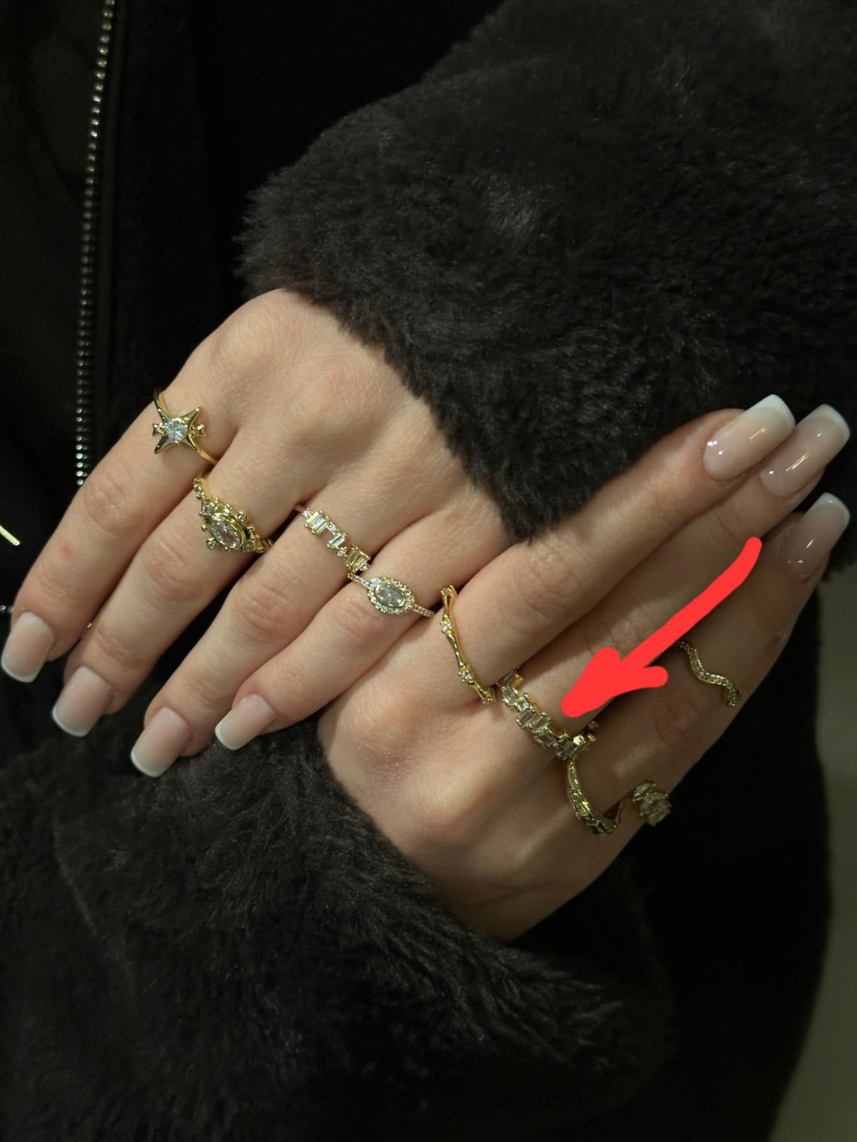 Celeste Baguette Link Adjustable Gold Ring