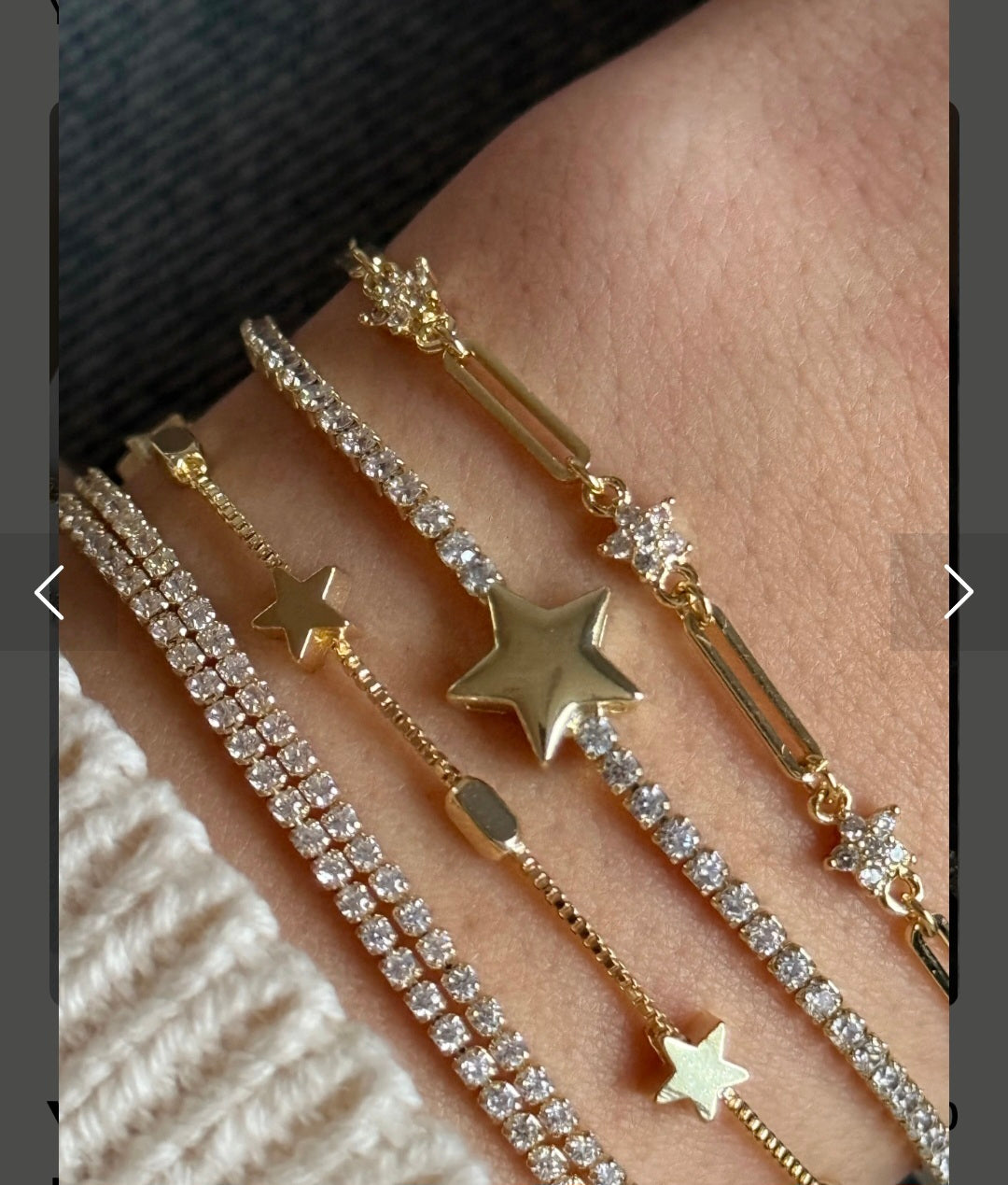 Adjustable Gold Star Tennis Bracelet – Dainty Sparkle Chain