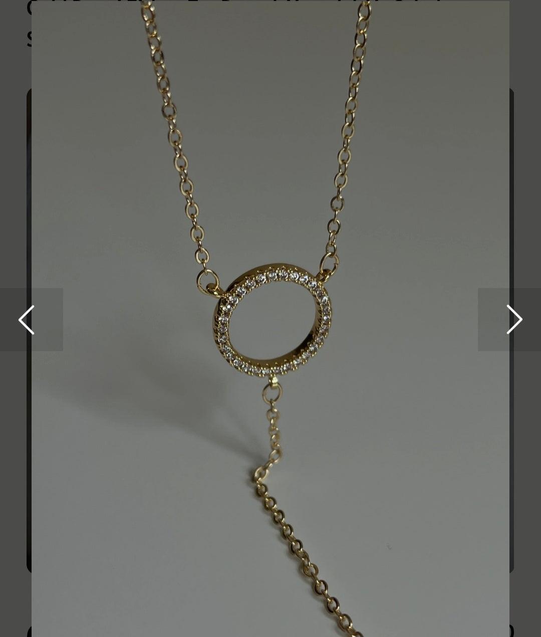Gold Crystal Circle Lariat Necklace