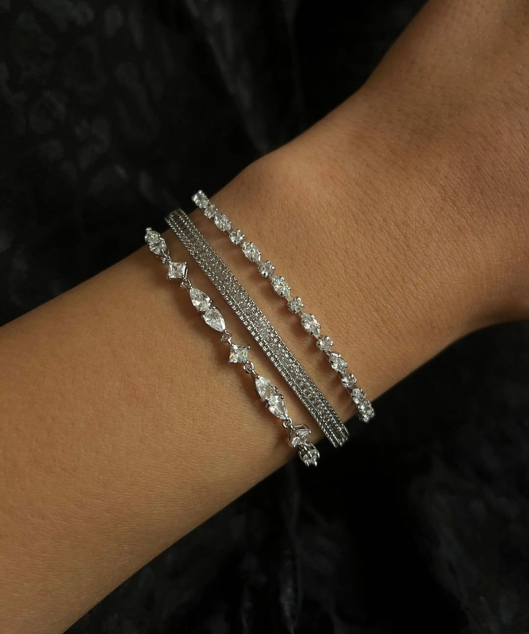 Luxe Marquise Zirconia Silver Bracelet