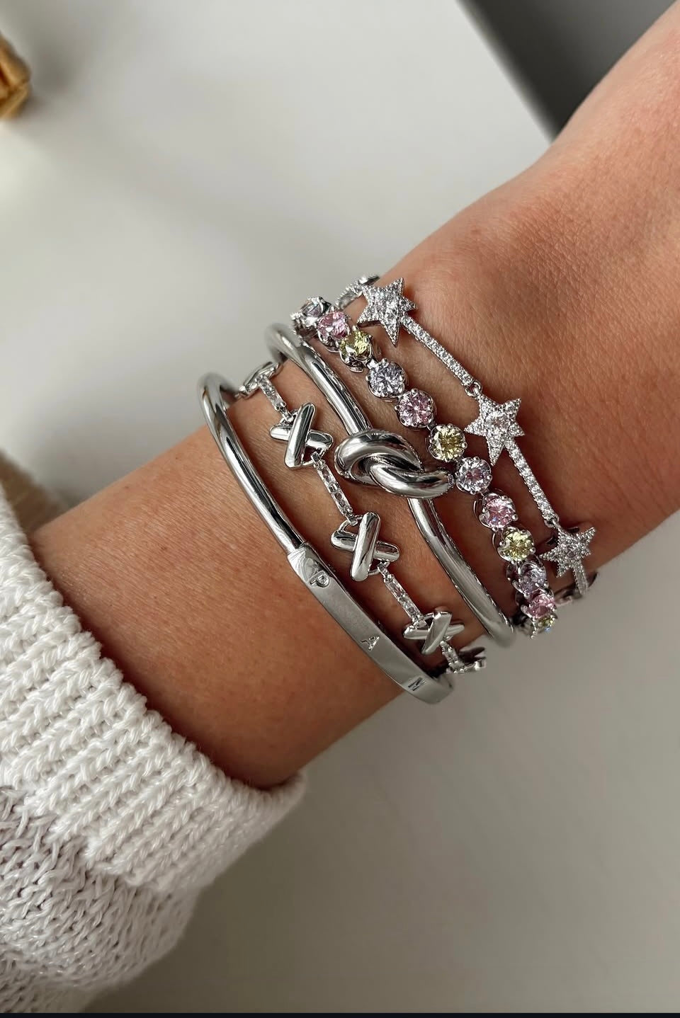 Celestial Star Adjustable Bracelet – Silver Sparkle