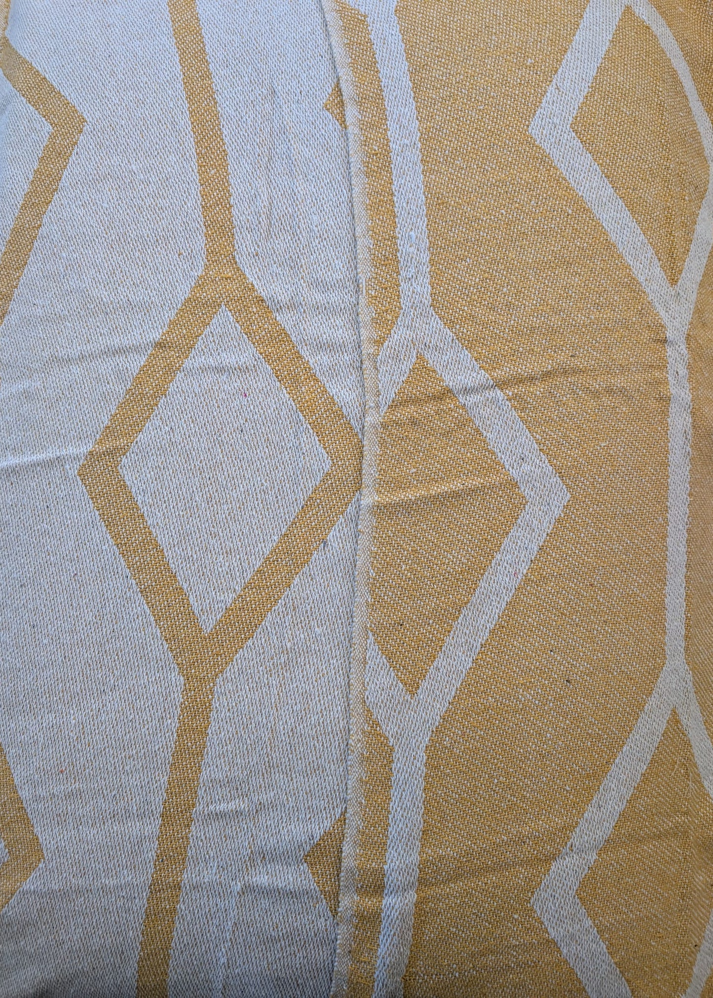 Yellow Cotton Geometric Throw Blanket – Reversible Woven Throw 130x150cm