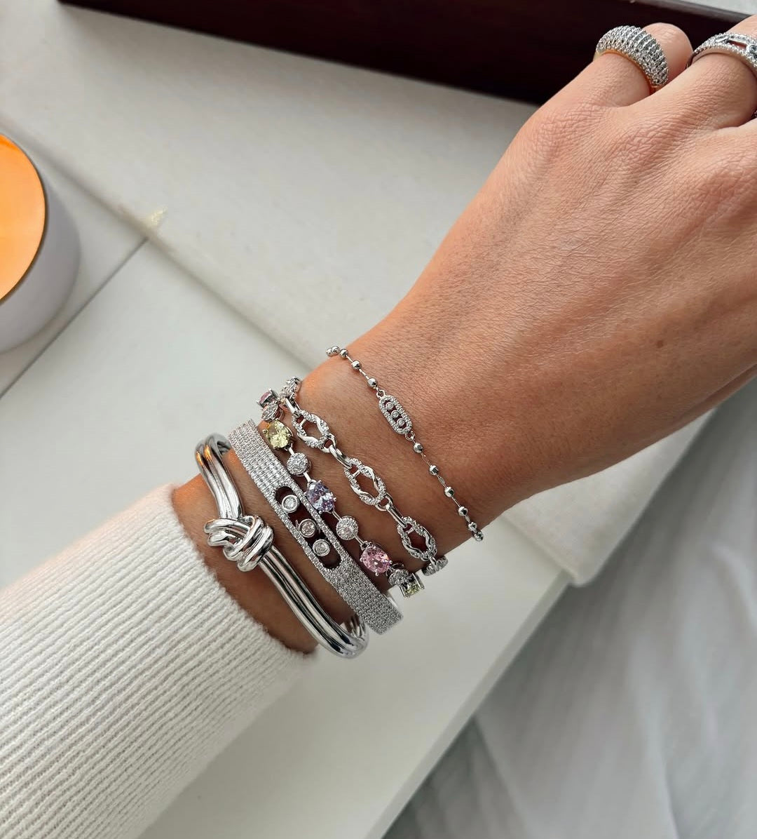 Silver Beaded Spark Bracelet – Minimalist Luxe Chain