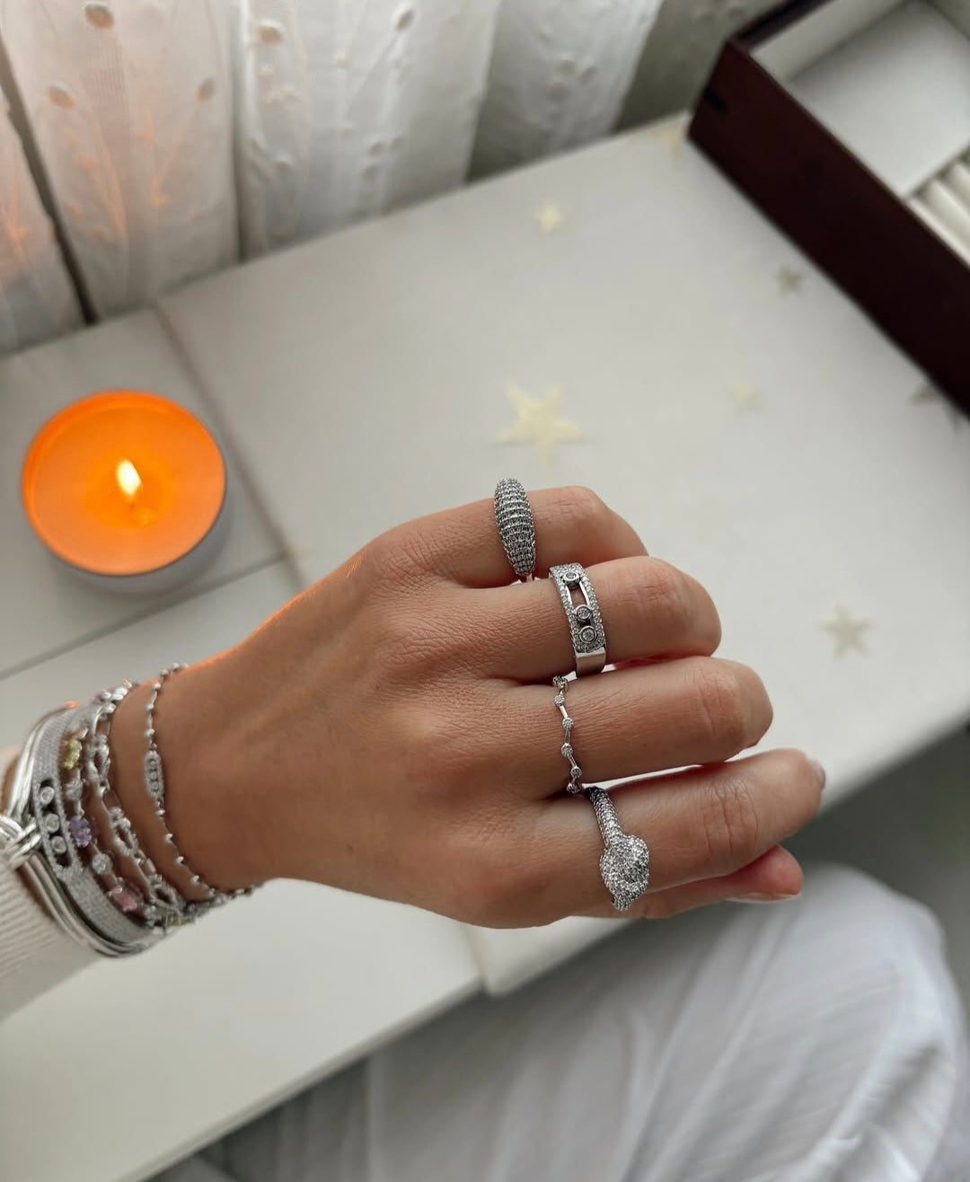 Eterna Halo Adjustable Silver Ring