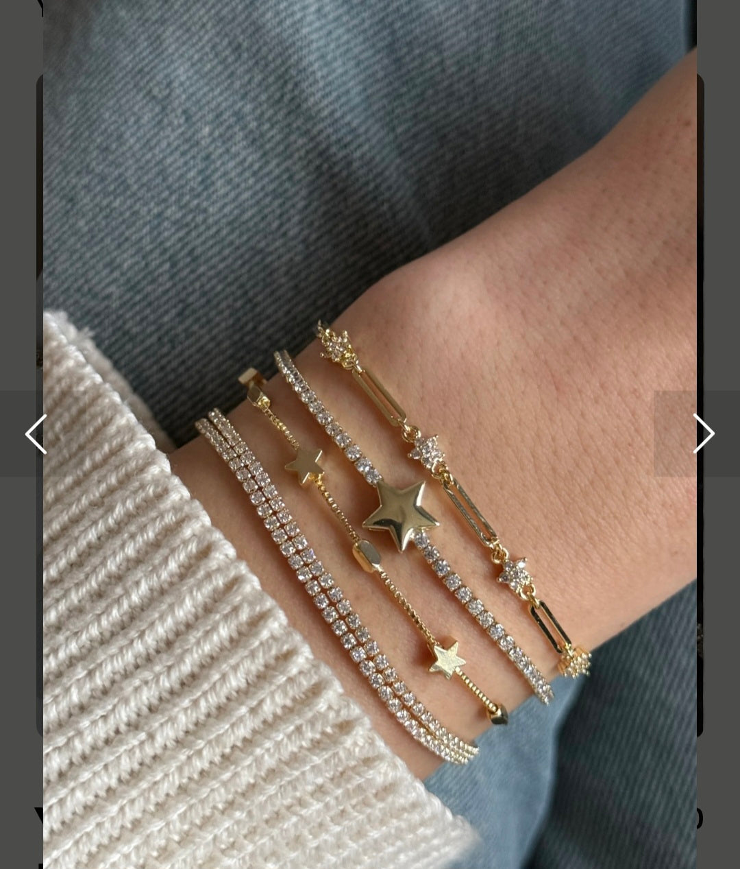 Adjustable Gold Star Tennis Bracelet – Dainty Sparkle Chain