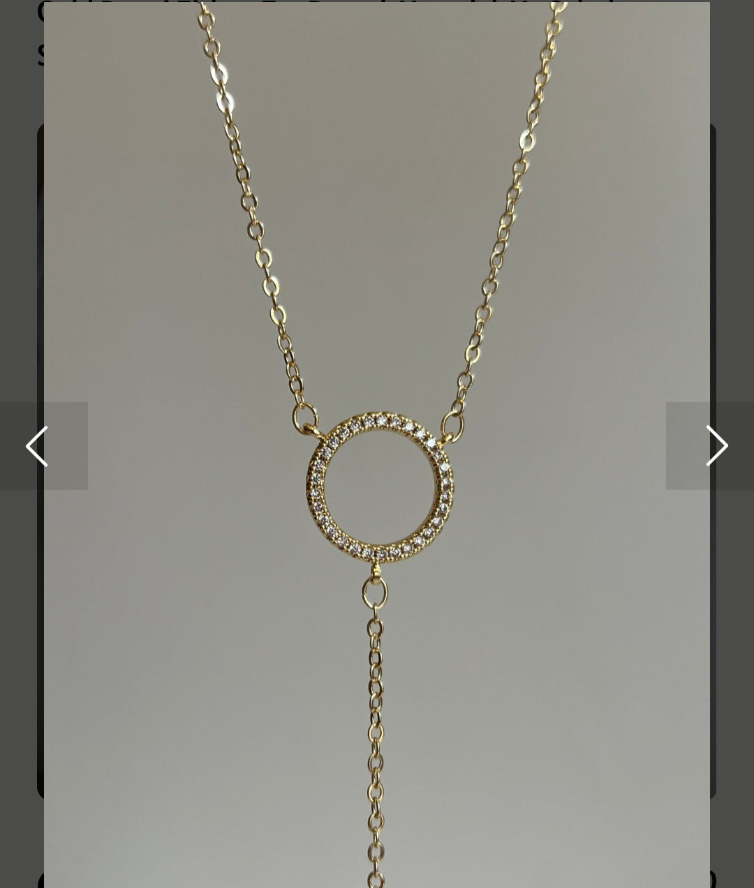 Gold Crystal Circle Lariat Necklace